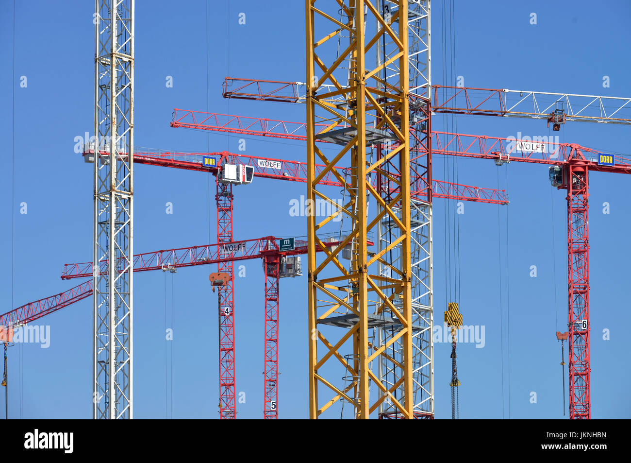 Cranes, M?hlenstrasse, Friedrich's grove, Berlin, Germany, Kraene, Muehlenstrasse, Friedrichshain, Deutschland Stock Photo