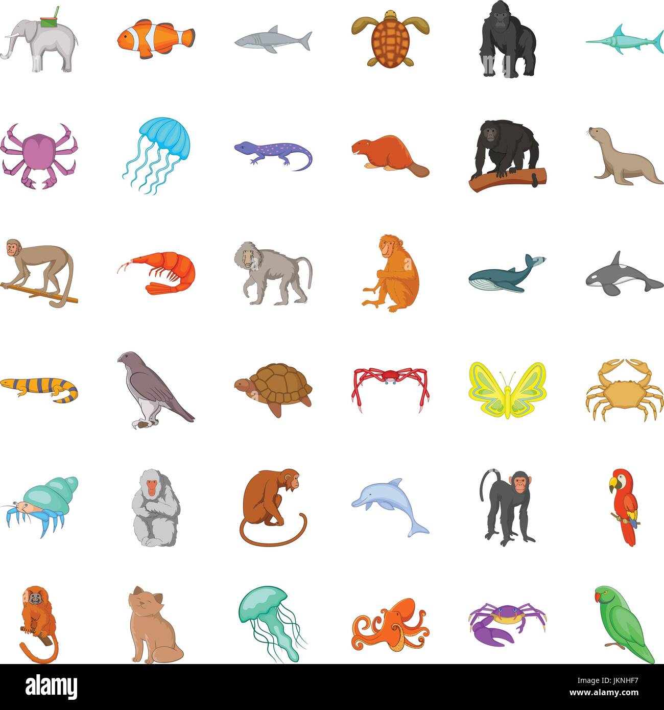 Animal icons set. Cartoon style of 36 animal vector icons for web ...