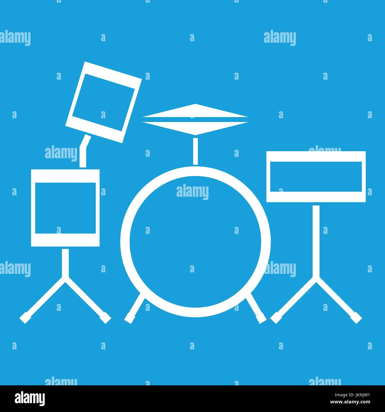 Drum kit icon white isolated on blue background vector illustration ...