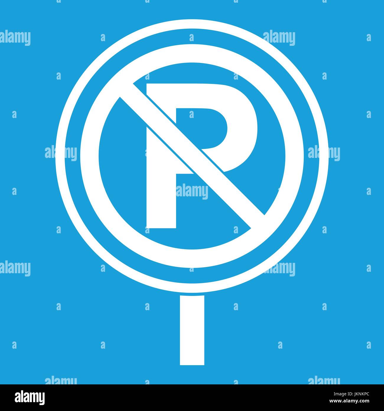 No Parking Sign Icon White Isolated On Blue Background Vector