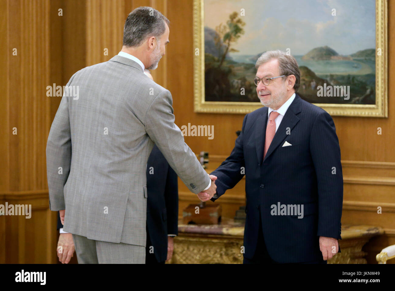 Madrid, Spain. 24th July, 2017. King Felipe VI of Spain during a audience with the Executive Commission of the Information Media Association at the Palacio de la Zarzuela in Madrid Monday 24 July 2017 Credit: Gtres Información más Comuniación on line,S.L./Alamy Live News Stock Photo