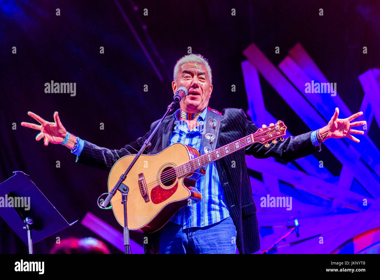 Vancouver, Canada. 23rd July, 2017. Tom Jackson performs at the Drum is Calling Festival, Canada 150  event, Larwill Park, Vancouver, British Columbia, Canada. Credit: Michael Wheatley/Alamy Live News Stock Photo