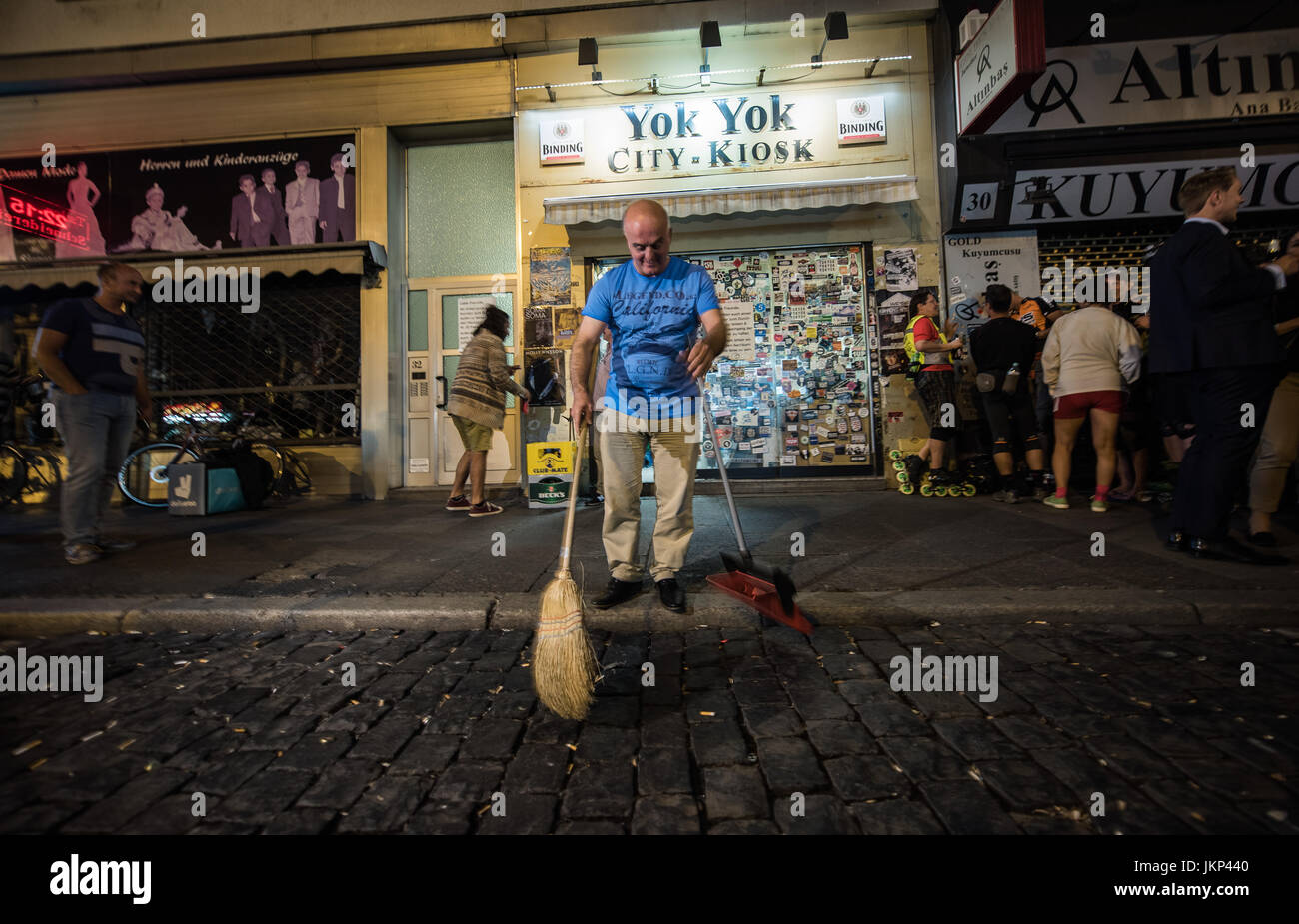 Nazim Alemdar, owner of the kiosk can be seen in his shop in Frankfurt