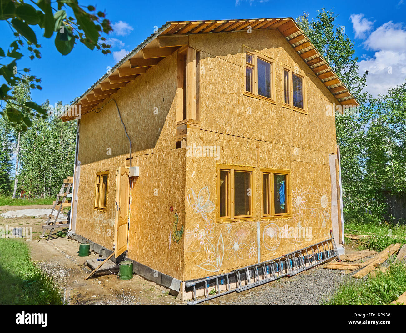 Construction of a frame house Stock Photo - Alamy