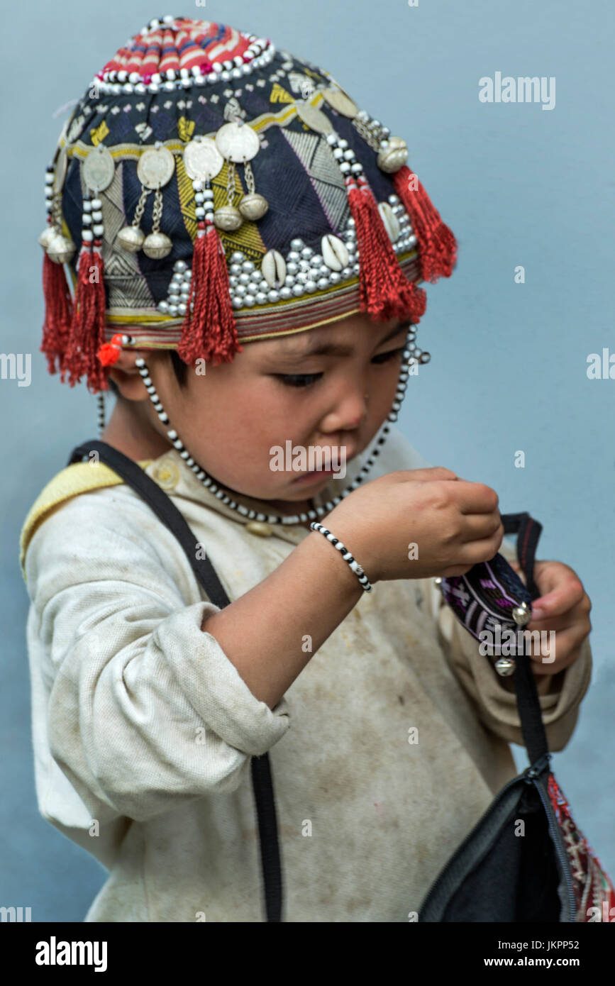 Young  H'mong girl portrait, Sapa Northern Vietnam Stock Photo