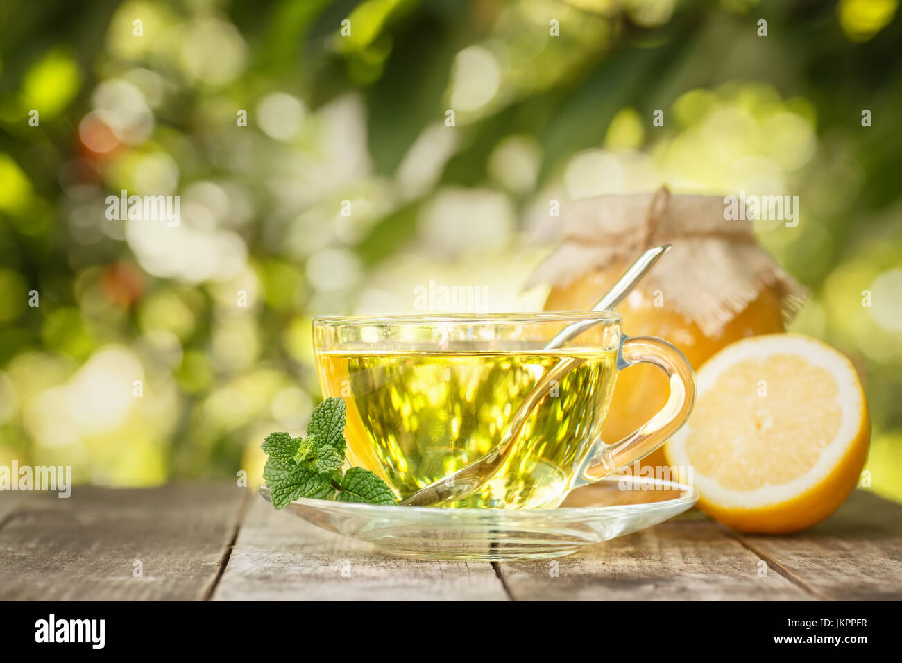 mint tea on table Stock Photo