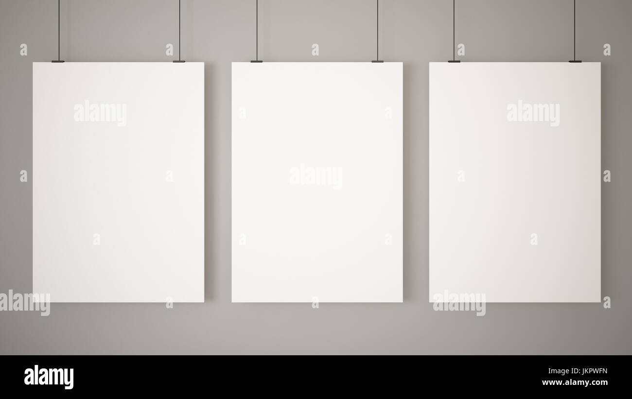 three poster mockup. 3D rendering Stock Photo - Alamy