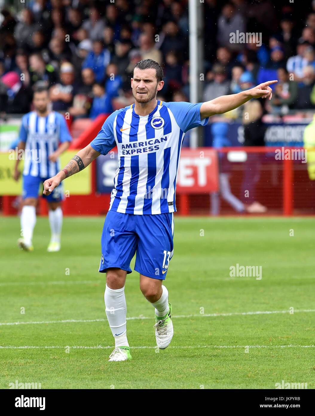 Pascal Gross of Brighton during the Friendly match between Crawley Town and Brighton and Hove Albion at the Checkatrade Stadium in Crawley. 22 Jul 2017 - Editorial use only. No merchandising. For Football images FA and Premier League restrictions apply inc. no internet/mobile usage without FAPL license - for details contact Football Dataco Stock Photo
