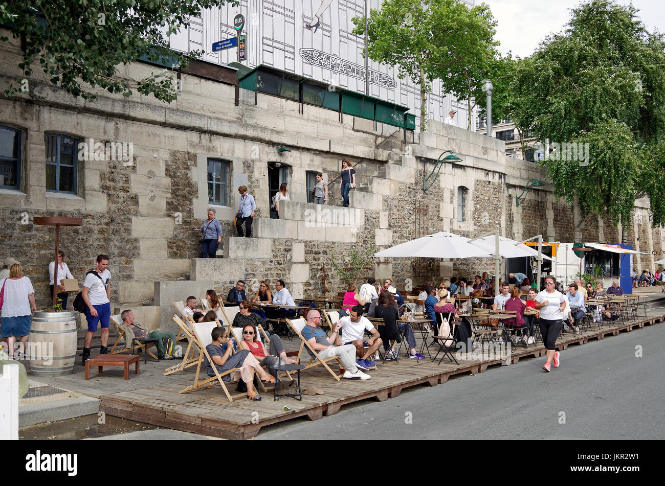 Paris, France, Paris Plages (Beaches), summer festival, temporary café