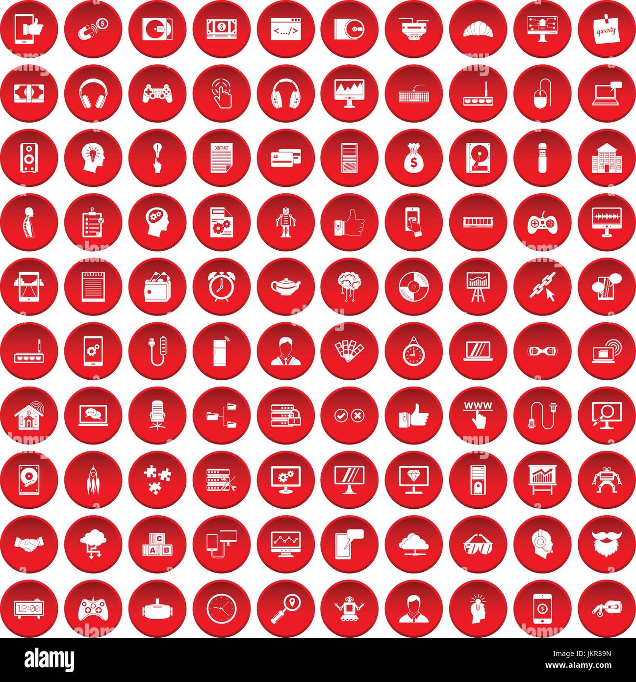 100 programmer icons set red Stock Vector Image & Art - Alamy