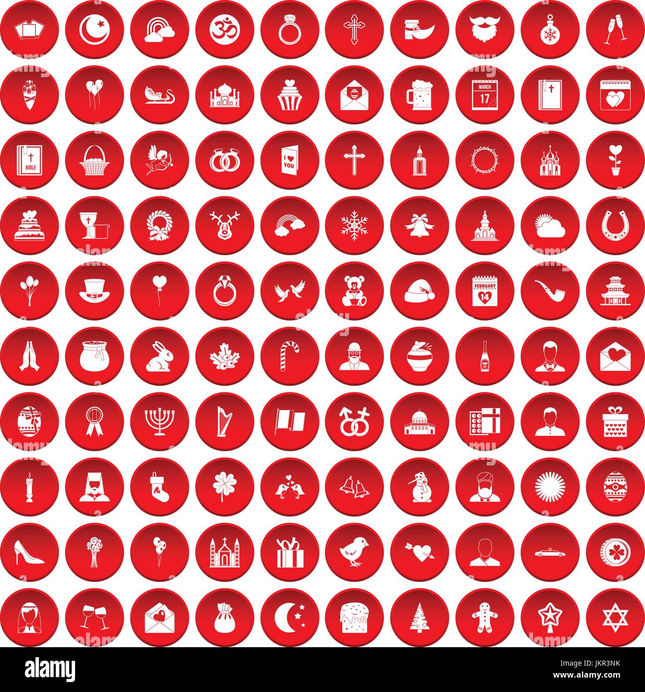 100 religious festival icons set red Stock Vector Image & Art - Alamy