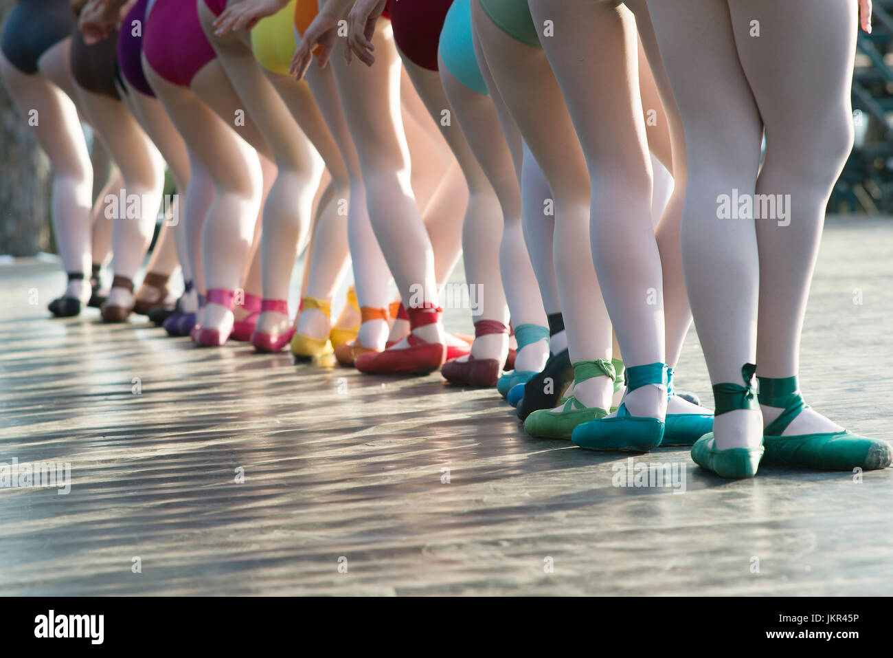 Ballerinas Feet Dancing On Ballet Shoes With Several Colors On Stage During A Performance Stock 7142