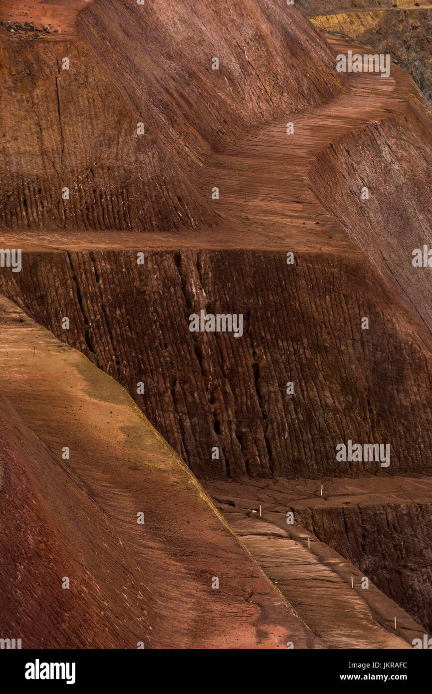 High angle view of empty dirt road at open-pit mine, Kalgoorlie, Western Australia, Australia Stock Photo