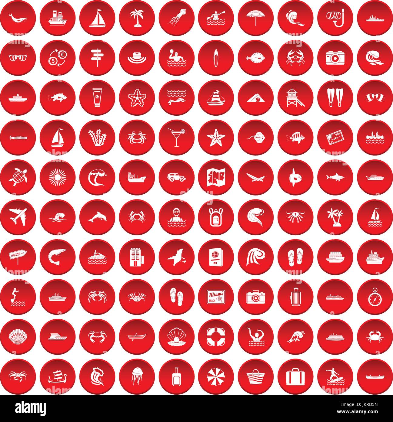 100 sea life icons set red Stock Vector Image & Art - Alamy