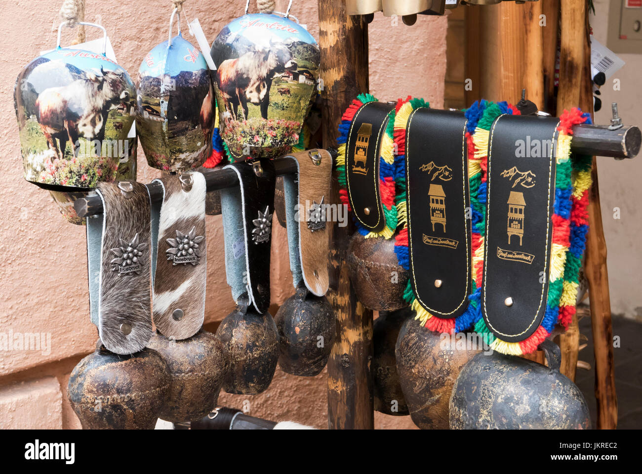 Decorative cow bells on sale, Innsbruck Stock Photo Alamy