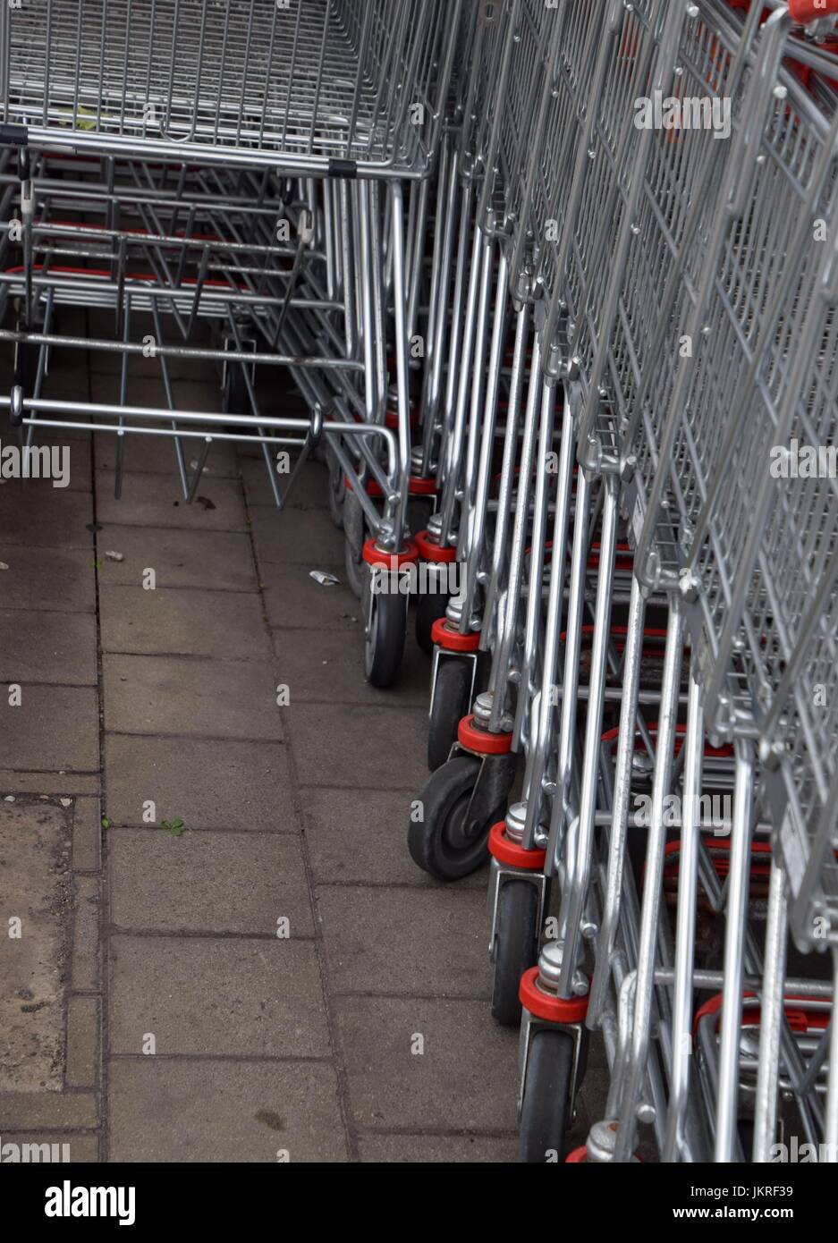 trolley or Shopping carts, telescoping shopping cart Stock Photo
