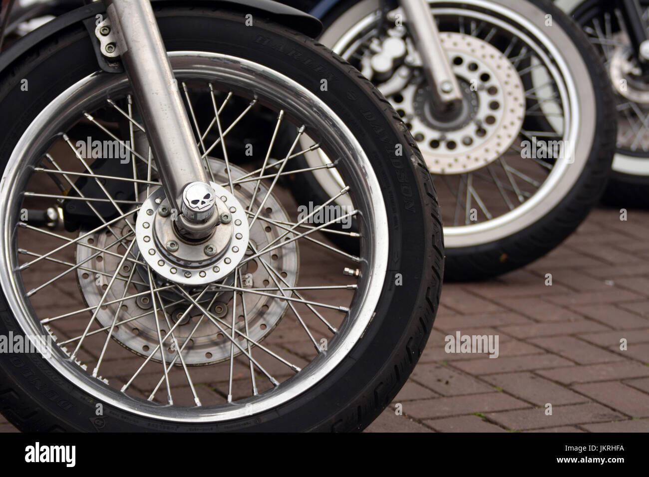Wheels of motorcycles Stock Photo Alamy