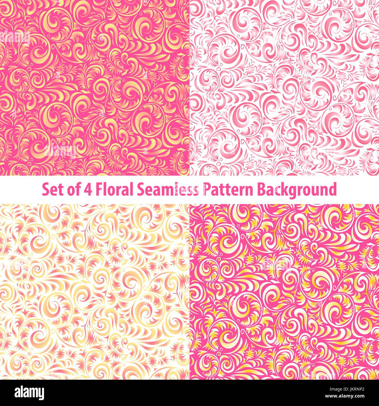 Seamless floral backgrounds Set of vector patterns with pink Stock ...