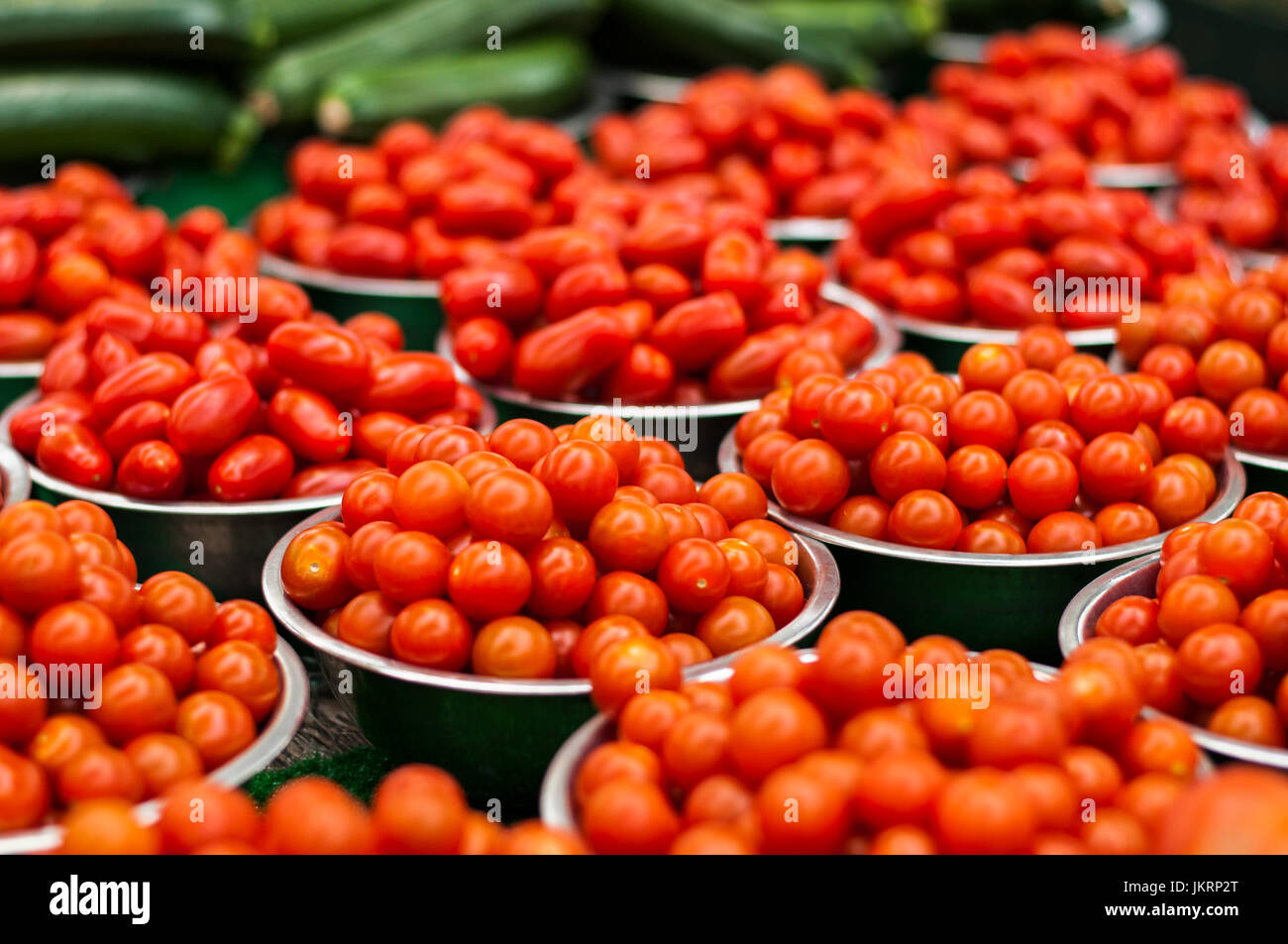 Leicester market, cherry tomatoes and courgettes, England, UK, Europe ...