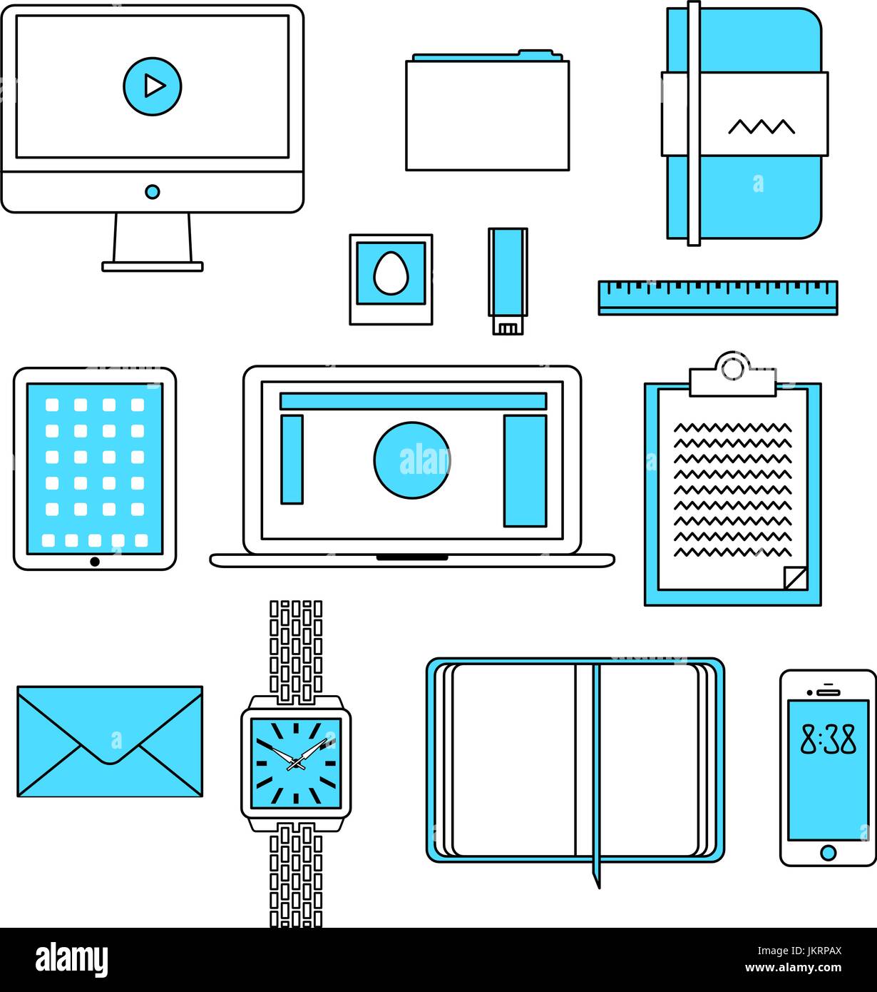 Flat design thin line icons set modern style vector illustration of ...