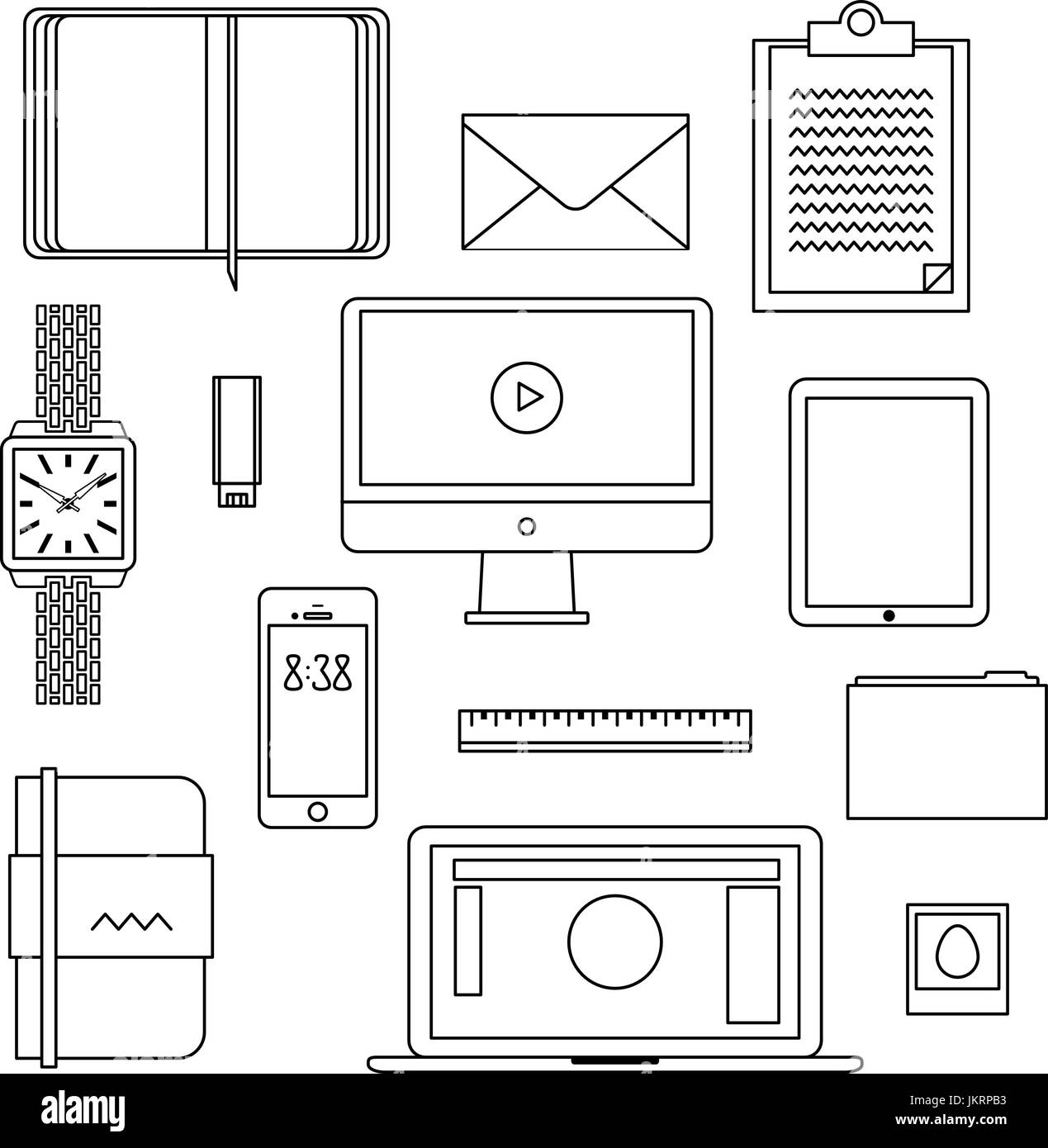 Flat design thin line icons set modern style vector illustration of ...