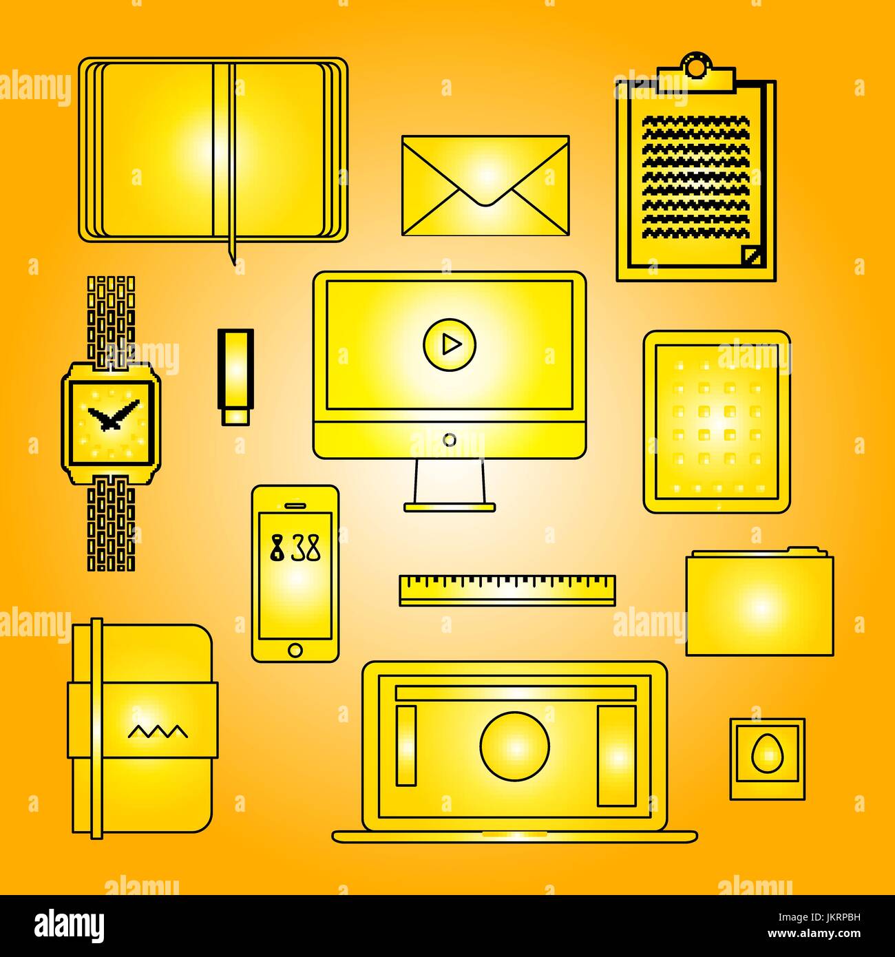 Flat design thin line icons set modern style vector illustration of ...