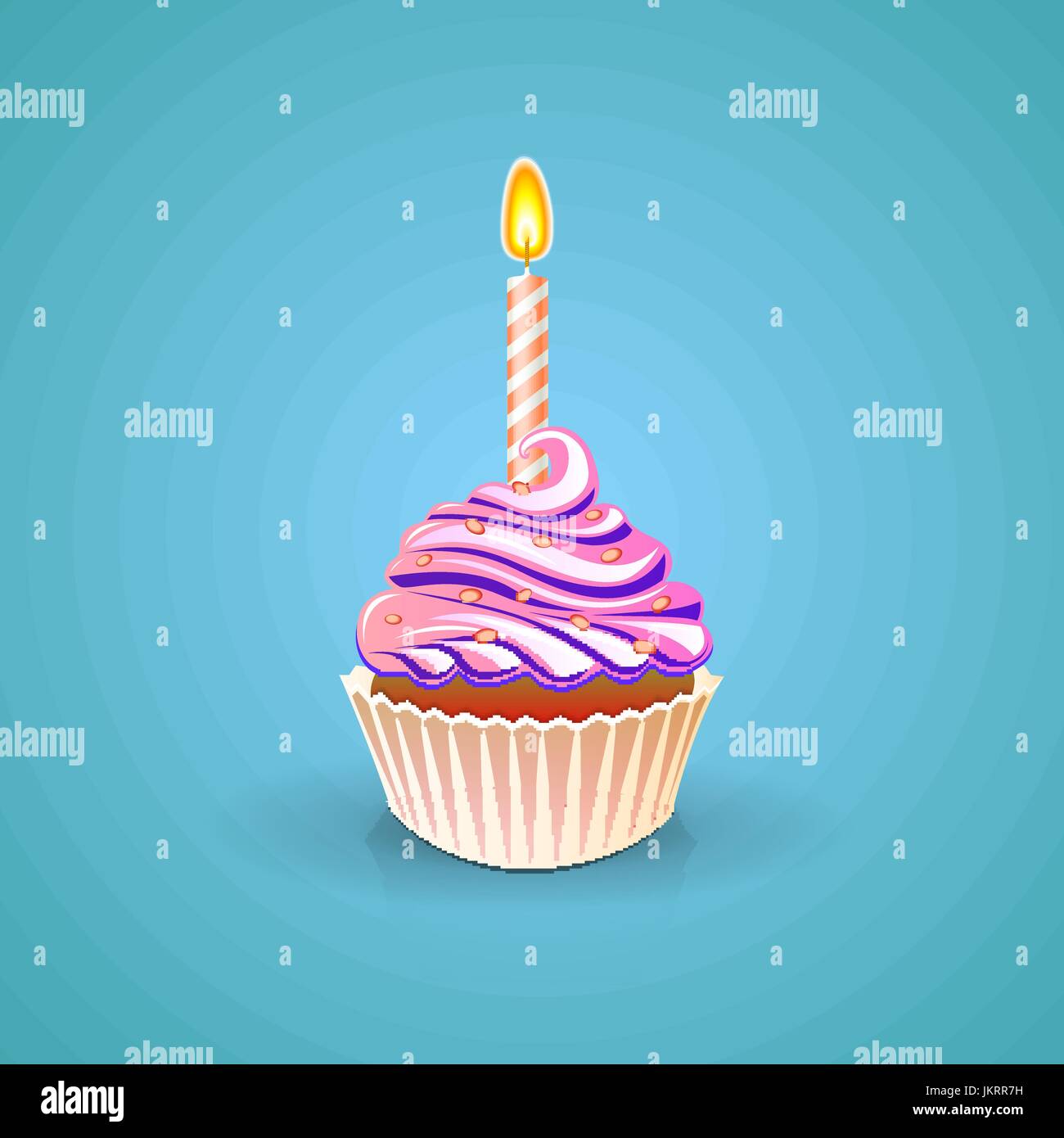 Birthday greeting card with cupcake and candle vector Stock Vector ...