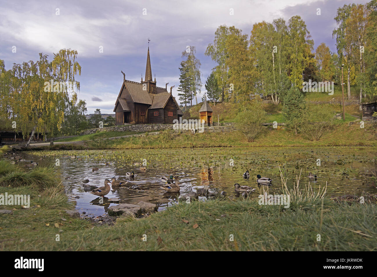 Garmo stave church, Maihaugen museum, Norway. Stock Photo