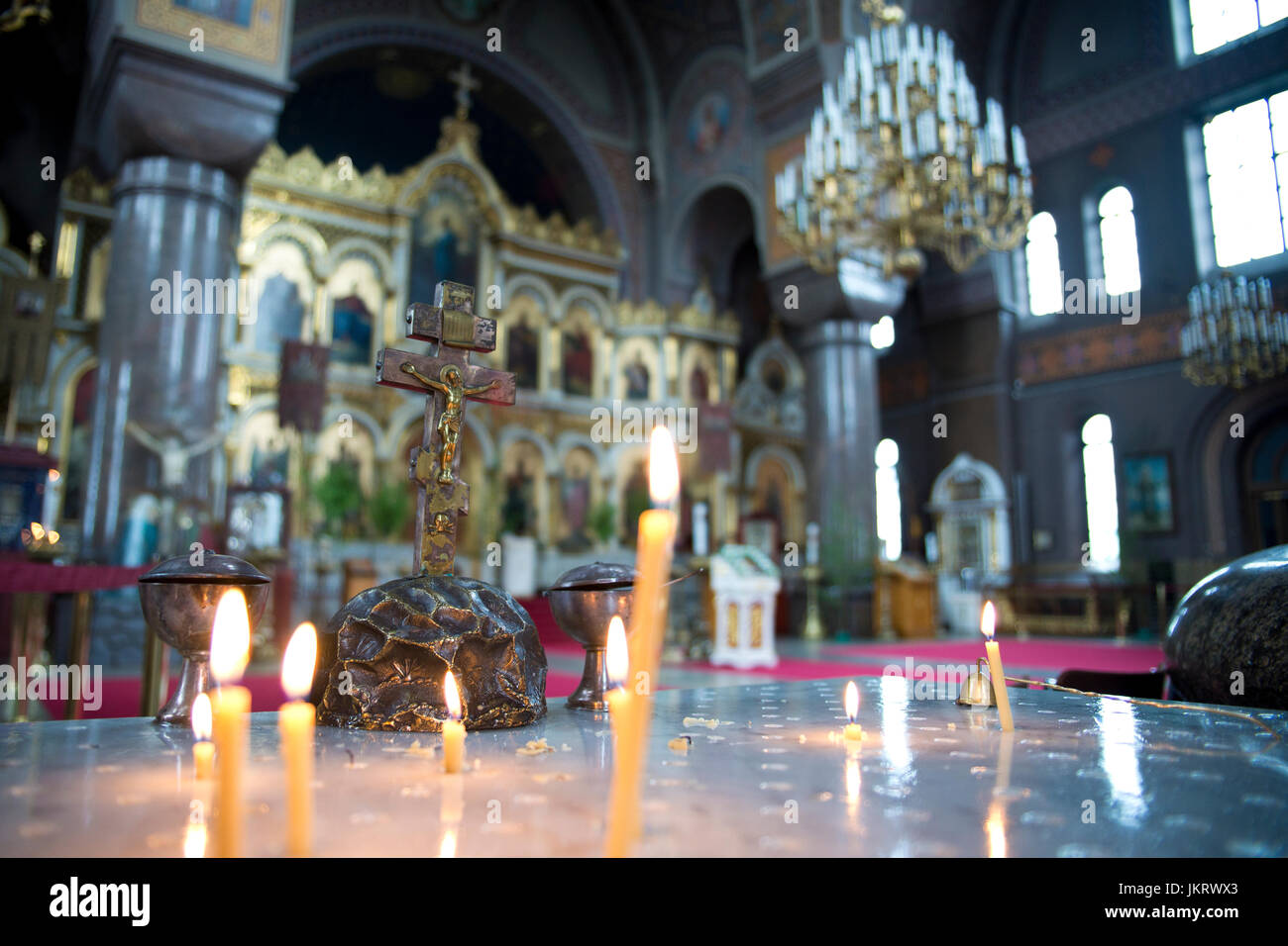 Interior of Helsinki Orthodox Church - Uspenski Cathedral Stock Photo