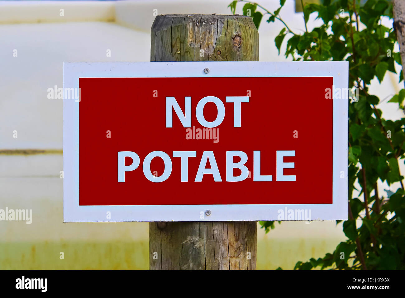 Closeup of a not potable sign. Stock Photo