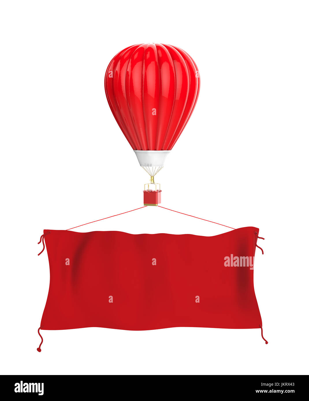 3d rendering red hot air balloon with red cloth banner Stock Photo Alamy