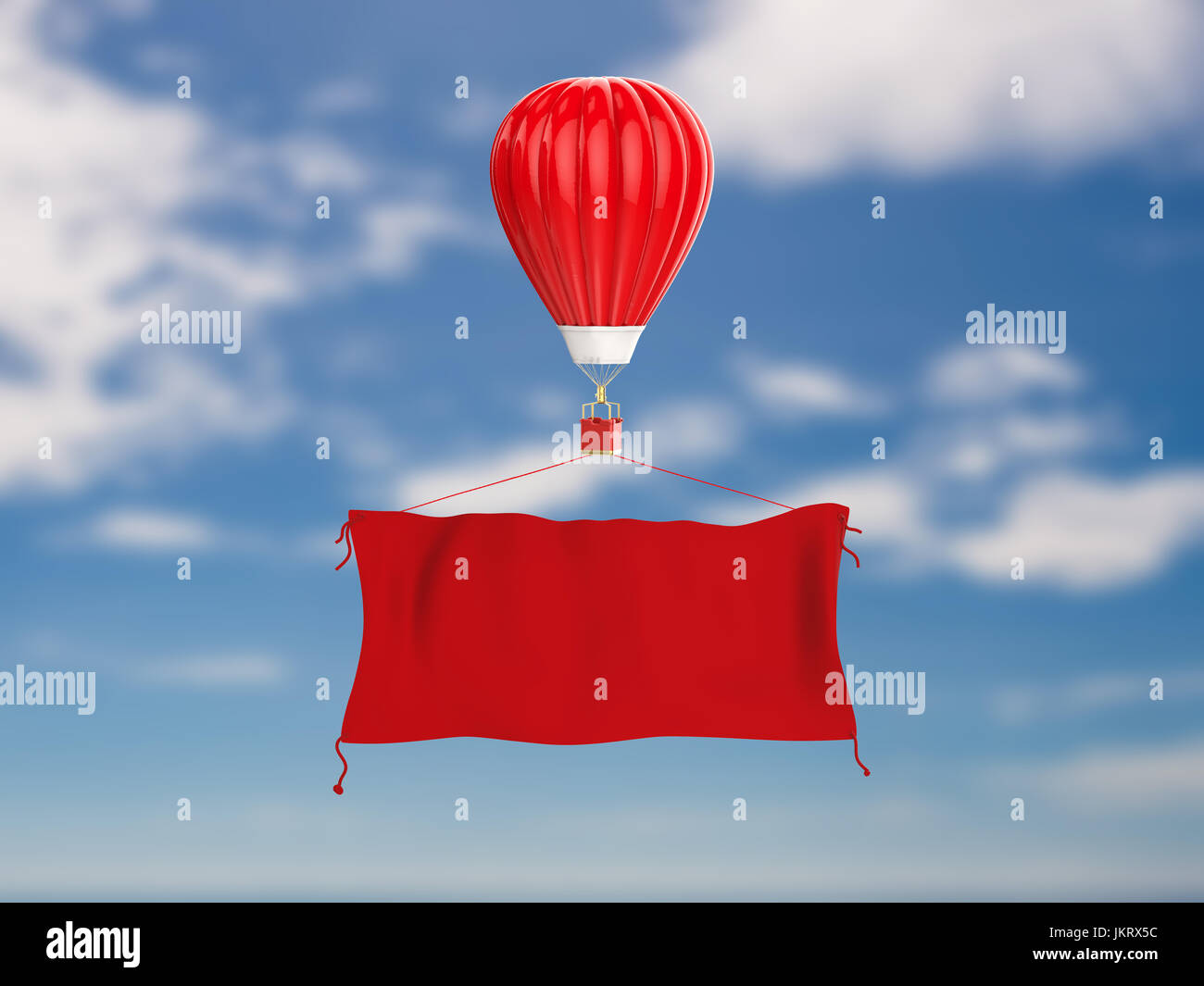 3d rendering red hot air balloon with red cloth banner Stock Photo Alamy