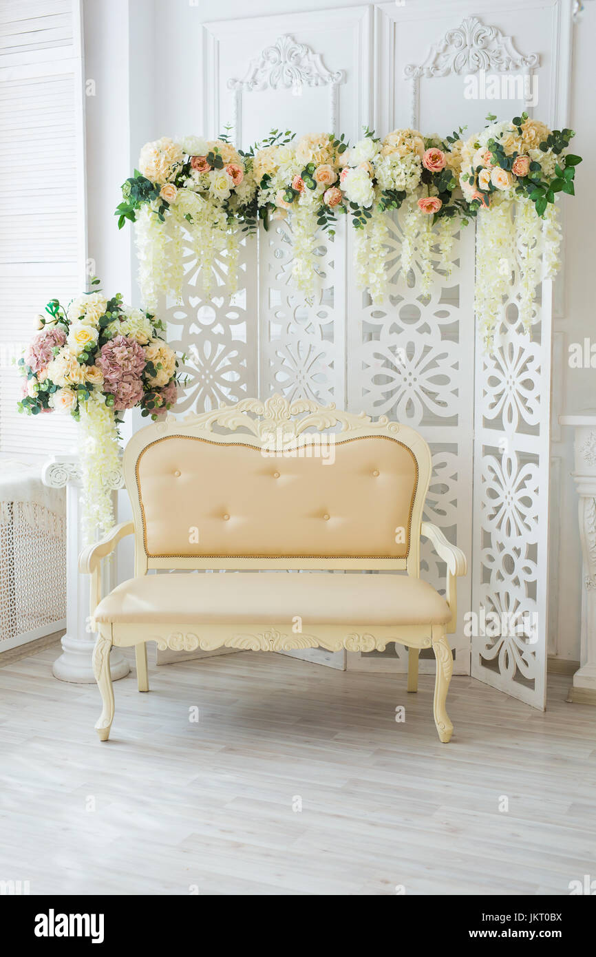 beautiful living room in classic style, Luxurious armchair Stock Photo ...