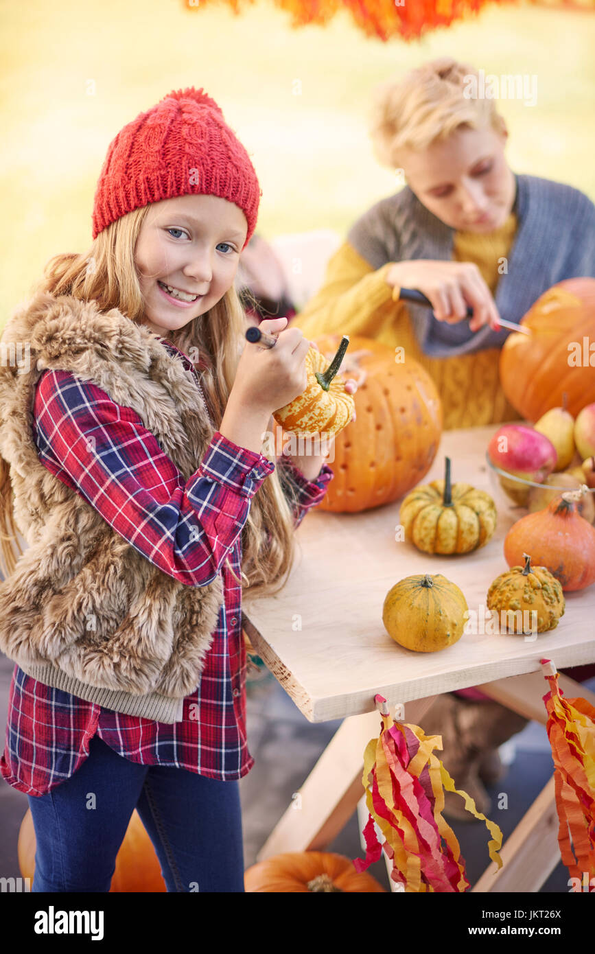 This is her favourite part of Halloween Stock Photo