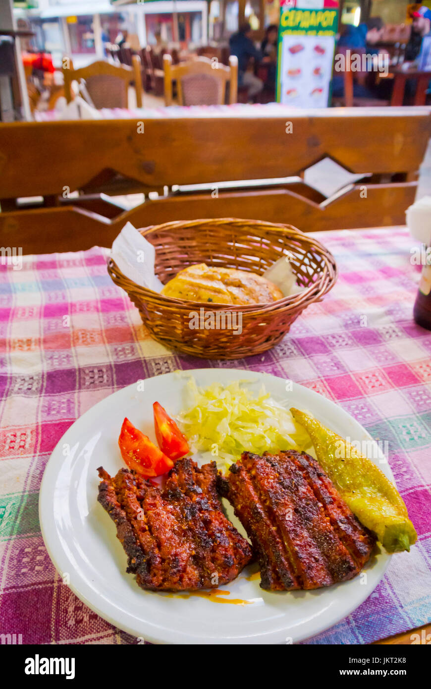 Grilled Macedonian beef sausage, Carsija, old bazaar area, Skopje, Macedonia Stock Photo