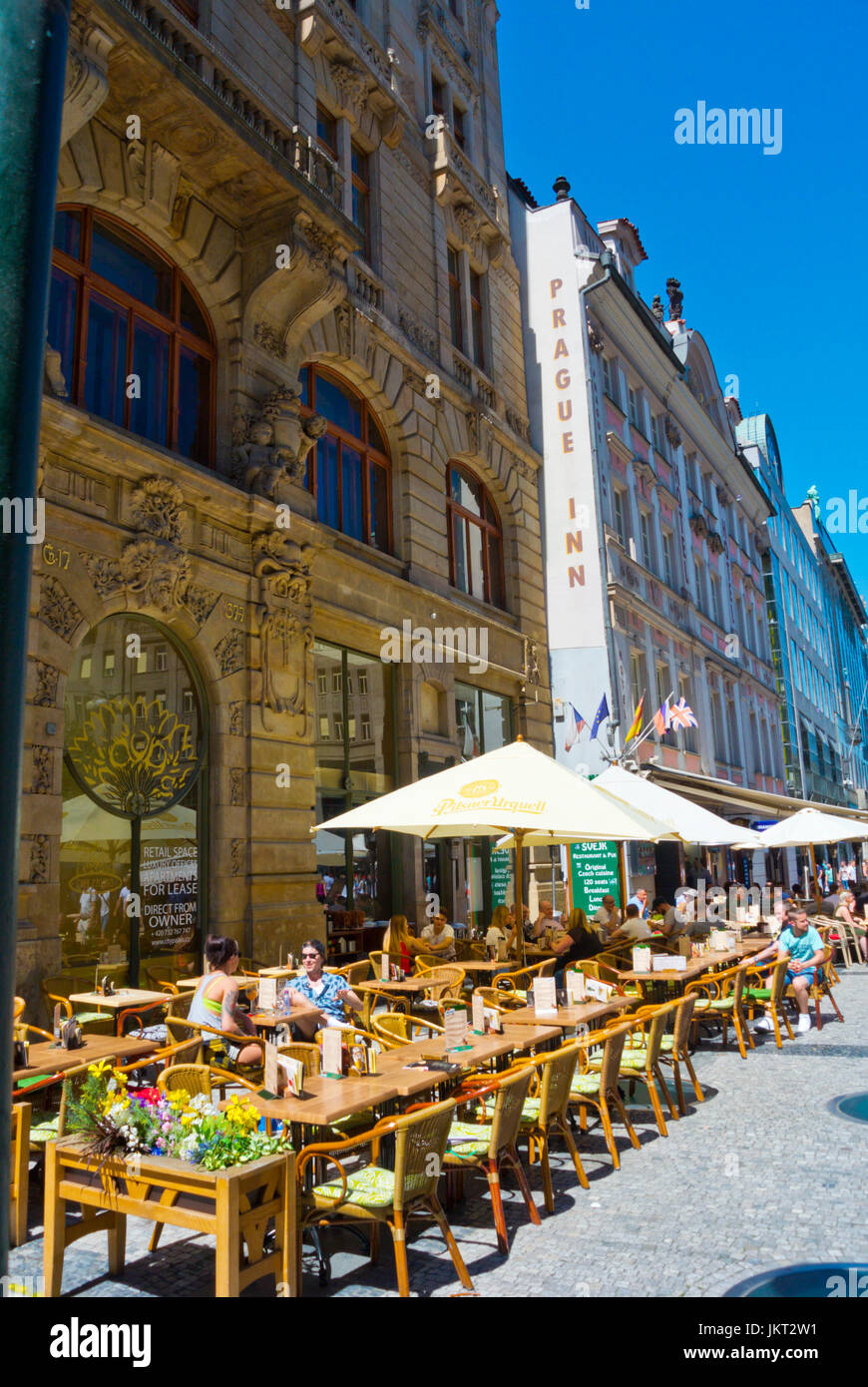 28 Rijna pedestrian street, with new restaurant terraces, new town, Prague,  Czech Republic Stock Photo - Alamy