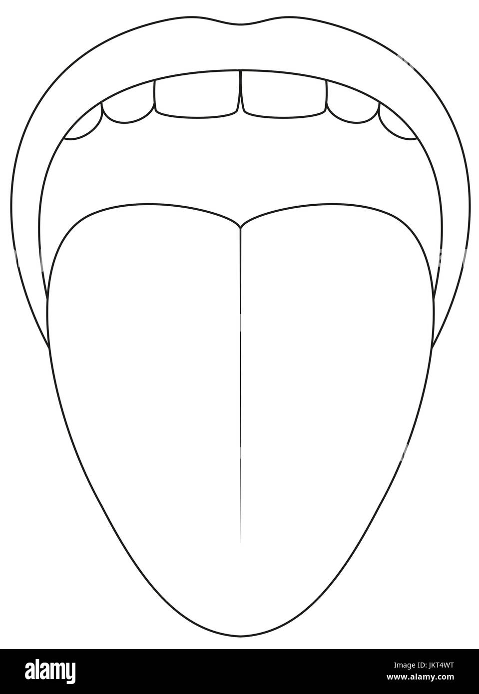 Tongue symbol - outline icon illustration on white background. Stock Photo