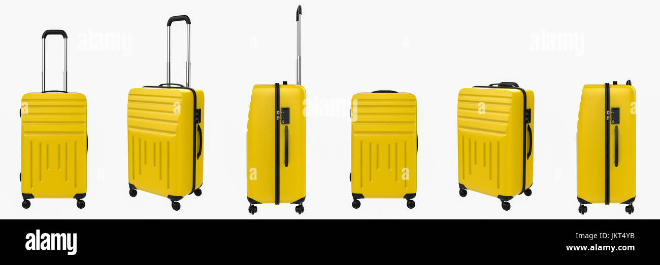 3d rendering yellow hard case luggage isolated on white Stock Photo Alamy