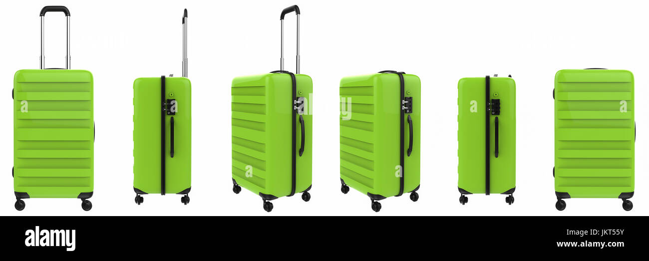 green hard suitcase