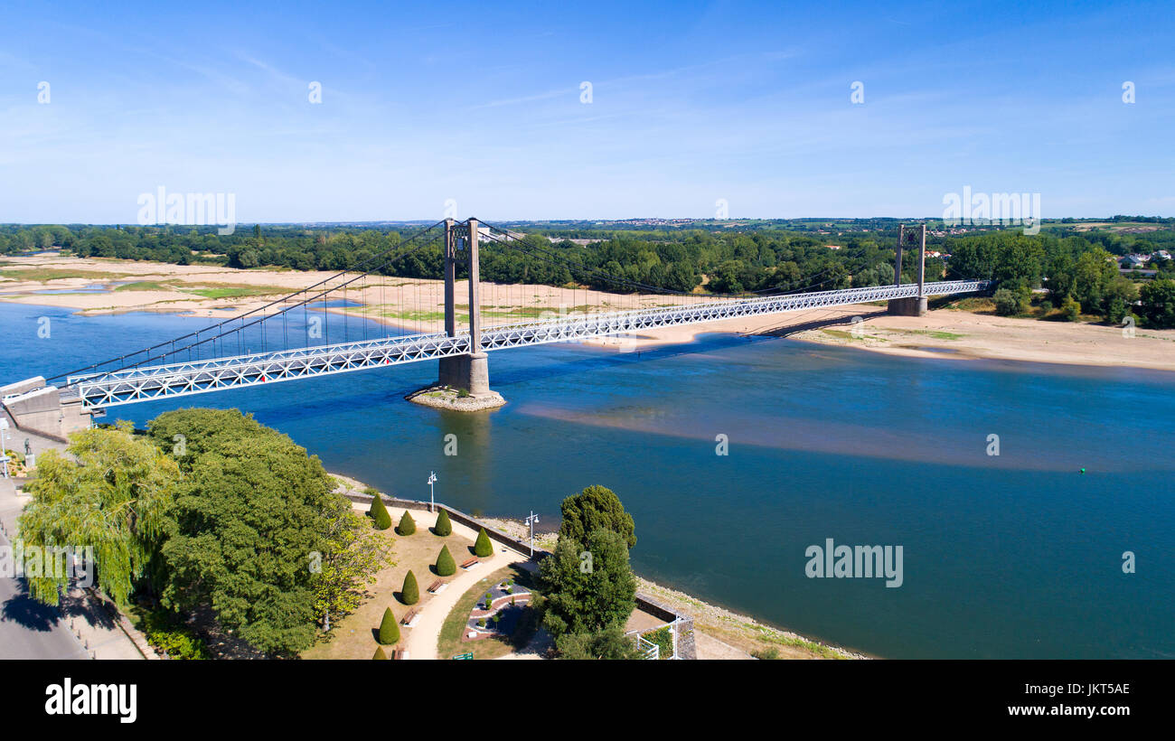 Aerial photography of the Bretagne Anjou bridge in Ancenis, France Stock  Photo - Alamy