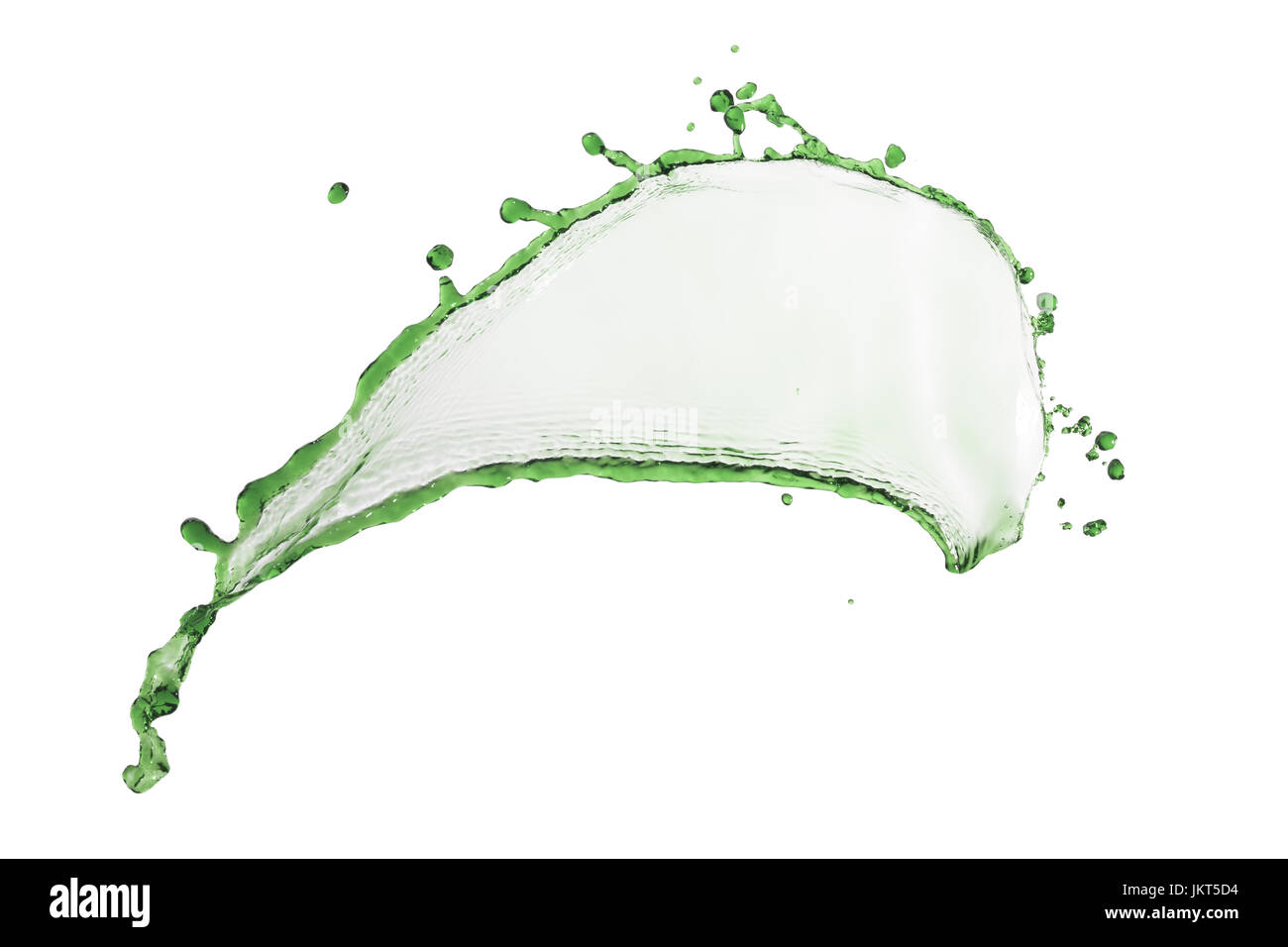 beautiful flying green splash and drops isolated over white background Stock Photo