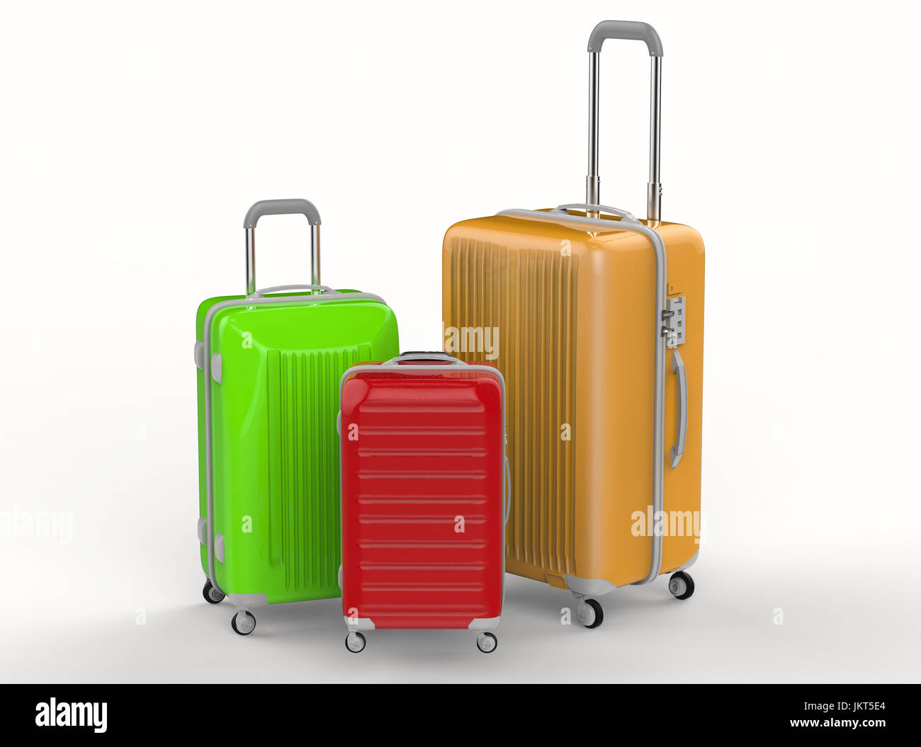 3d rendering three hard case luggages on white background Stock Photo ...