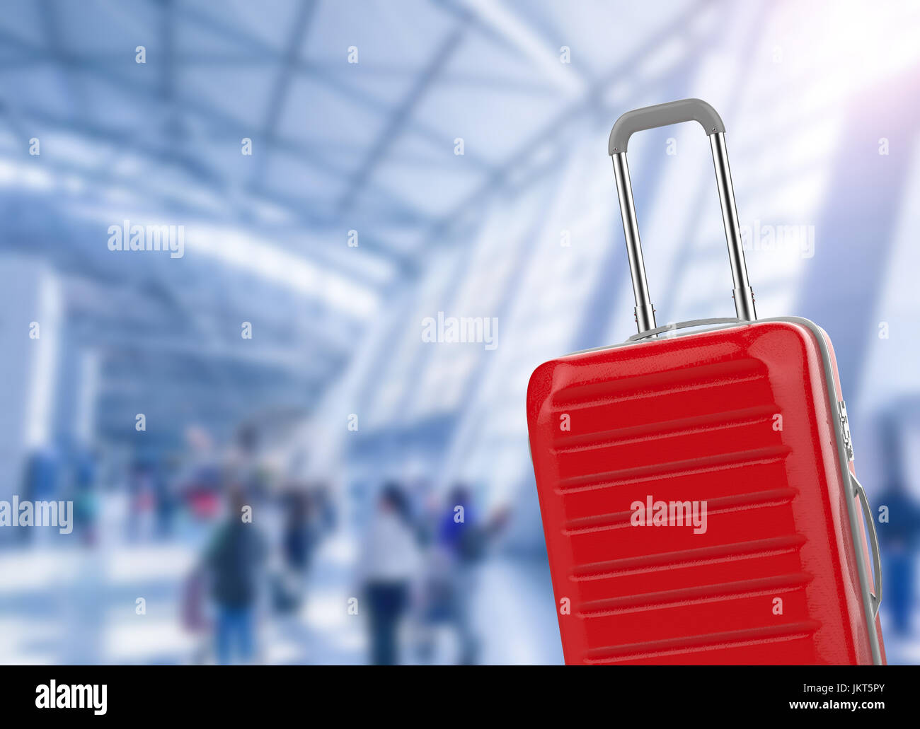 3d rendering hard case luggage with airport background Stock Photo - Alamy