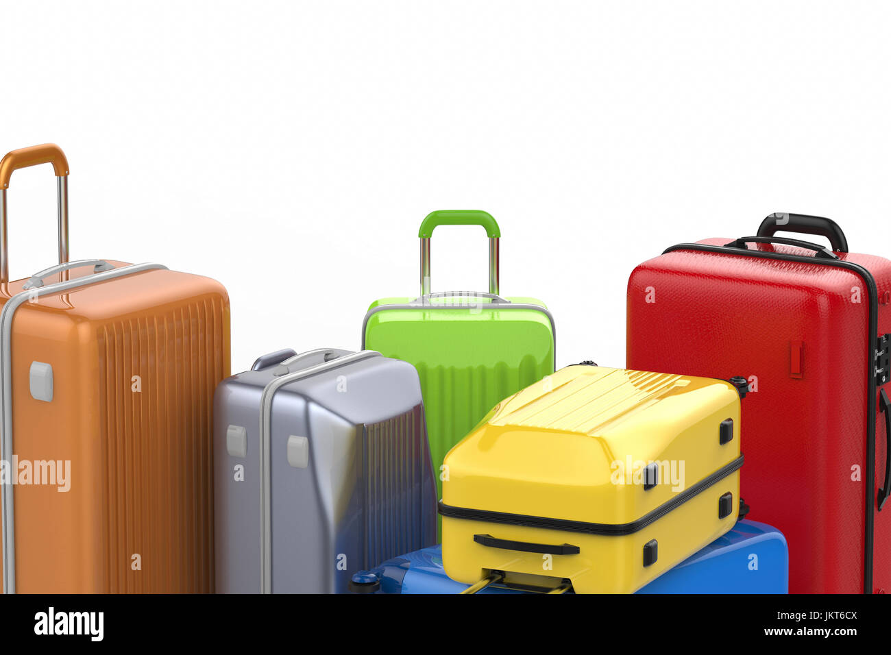 3d rendering hard case colorful luggages isolated on white Stock Photo ...