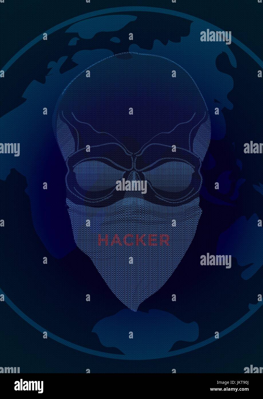 The secret agent, hacker. Mysterious man with the mask on dark background. Secret agent. Incognito. undercover. Stock Photo