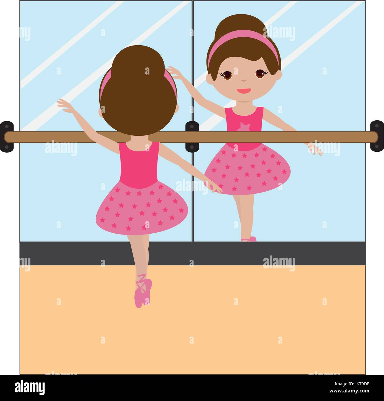 Ballerina in front of the mirror Stock Vector