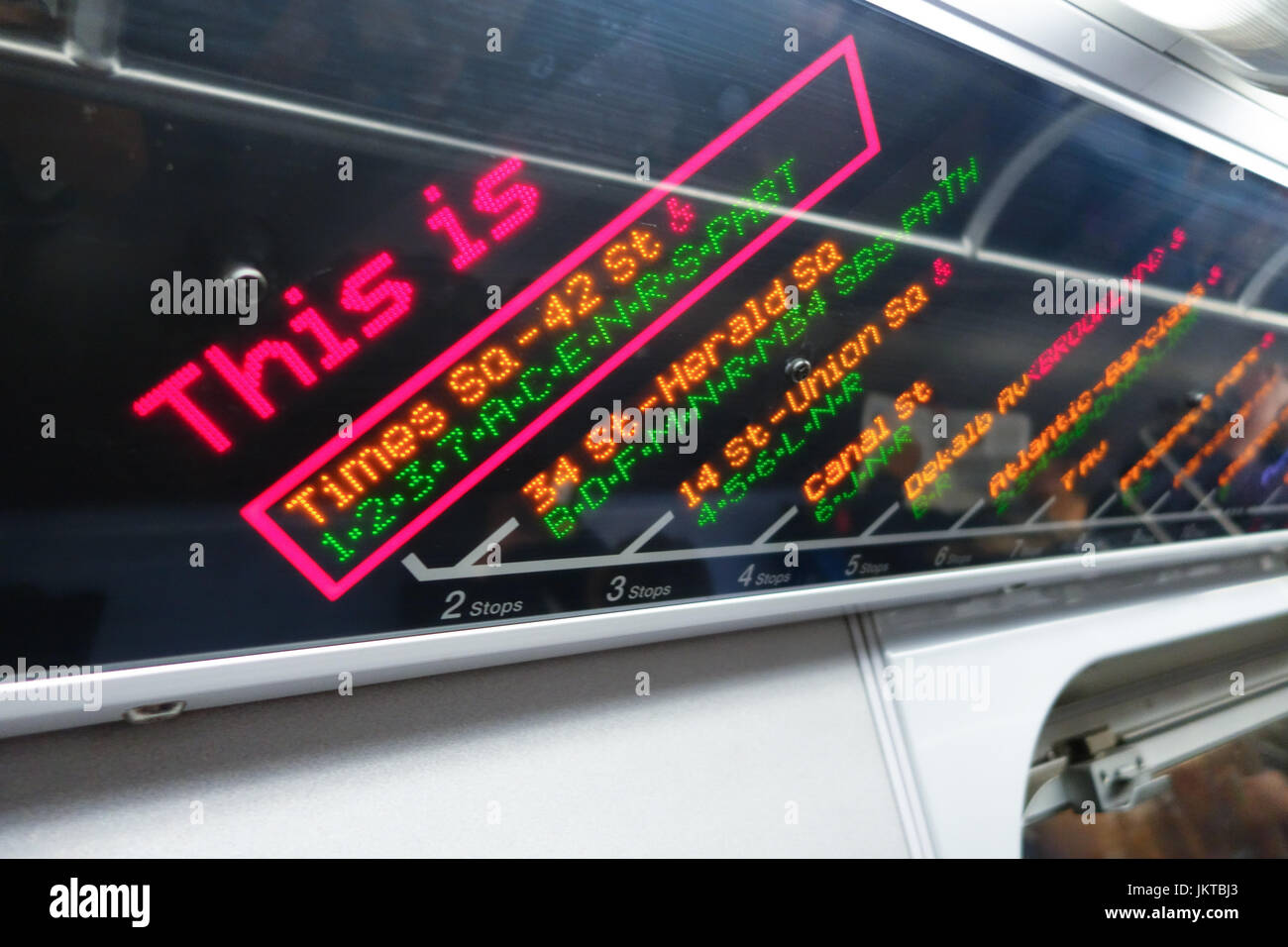 NEW YORK, USA NOVEMBER 22, 2016 Informative sign of train stops in