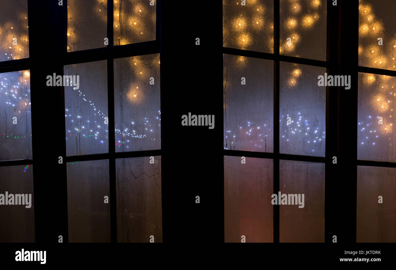 Christmas lights through the window hires stock photography and images