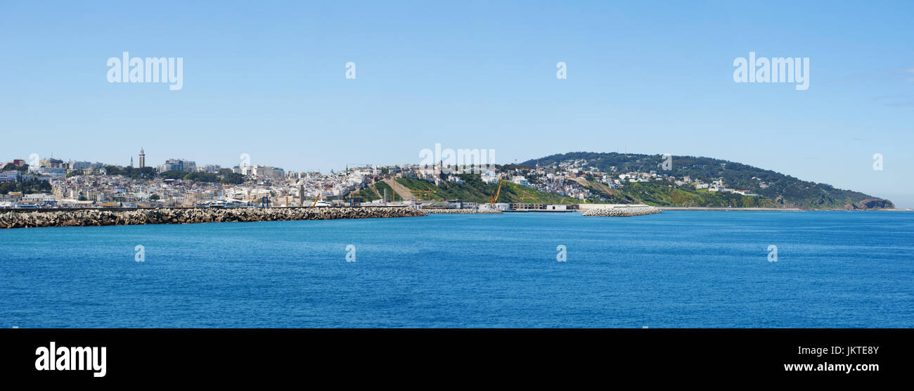 North Africa, Morocco: the port and the skyline of Tangier, Moroccan city on the Maghreb coast at the western entrance to the Strait of Gibraltar Stock Photo