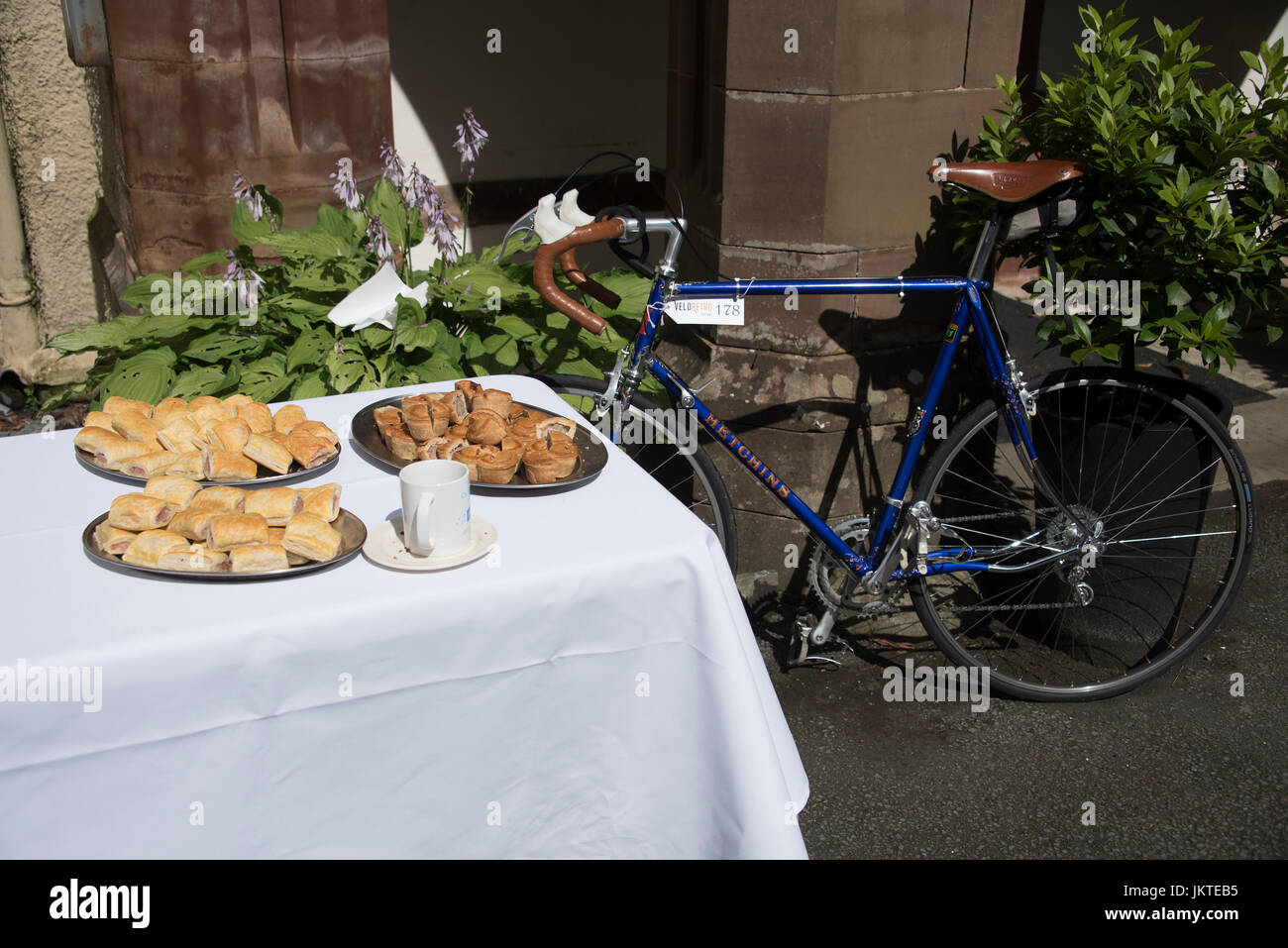 Refreshments at a cycling event. Stock Photo